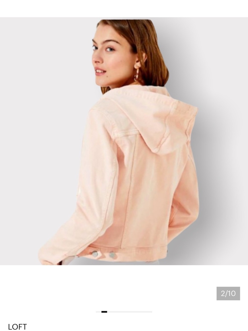 LOFT Light Pink Hooded Denim Jacket